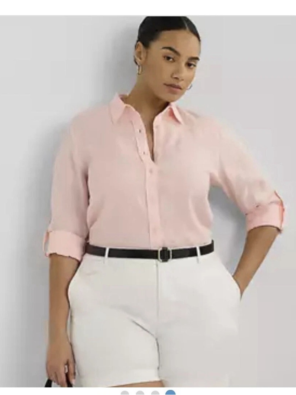 Ralph Lauren Pale Pink Linen Button-Front Shirt